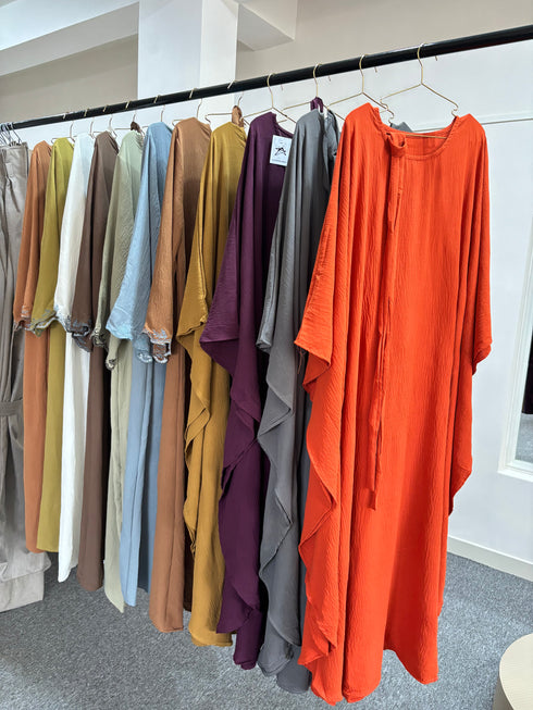Women Kaftan Adjustable Waist Rope Long Dresses